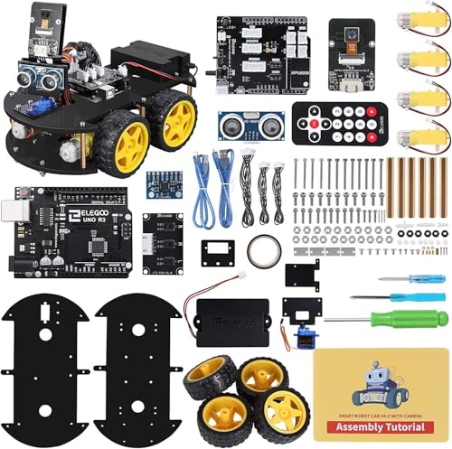 ELEGOO Smart Robot Car Kit V4.0 Kompatibel mit Arduino IDE Elektronik Baukasten mit Kamera, UNO R3, Line Tracking Modul, Ultraschallsensor, Auto Roboter Spielzeug für Kinder von ELEGOO