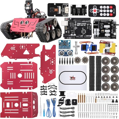 ELEGOO Smart Robot Tank Kit Kompatibel mit Arduino IDE Elektronik Baukasten mit UNO R3, Ultraschallsensor, Bluetooth-Modul,Camera Modul, Auto Tank Roboter Spielzeug für Kinder von ELEGOO