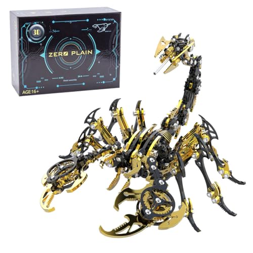 ELEMENTO 3D Metall Puzzle Tiere, 200+PCS Mechanische Punk Skorpion Tier Metall Modell Montage Spielzeug, Kreative Geschenk Ornament Kunstwerk Dekoration (Schwarz Golden) von ELEMENTO