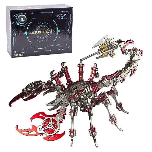 ELEMENTO 3D Metall Puzzles Tiere, 200+PCS Mechanische Skorpion König Modell Kits für Erwachsene, Steampunk Kreative Gebäude Spielzeug Desktop Decor (Rot) von ELEMENTO