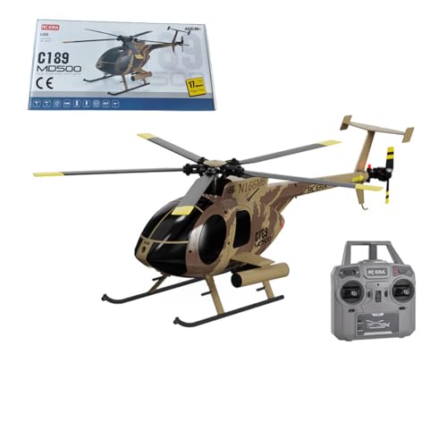 ELEMENTO RC-Hubschrauber für Erwachsene Kinder C189 MD500 Little Bird Flugzeuge 1/28 4CH Einmotorig Helikopter Model 2024 Geschenk-RTF Version/Camo von ELEMENTO