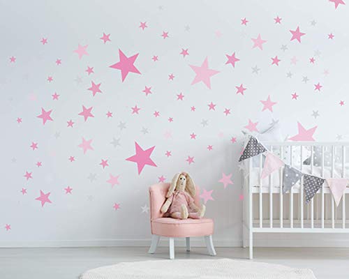 ELES VIDA - 50 Sterne Wandtattoo fürs Kinderzimmer - Wandsticker Set - Pastell Farben, Baby Sternenhimmel zum Kleben Wandaufkleber Sticker Wanddeko - Kleinkinder, Auch für Rauhfaser, Pink ELES VIDA - 50 Sterne Wandtattoo fürs Kinderzimmer - Wandsticker Set - Pastell Farben, Baby Sternenhimmel zum Kleben Wandaufkleber Sticker Wanddeko - Kleinkinder, Auch für Rauhfaser, Pink von ELES VIDA