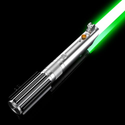 ELESKOCO Motion Control Duell Lichtschwert, Smooth Swing Infinite RGB 16 Farben Lichtschwerter mit 16 Sound Fonts - Metallgriff Lichtschwerter für Erwachsene Jugendliche von ELESKOCO