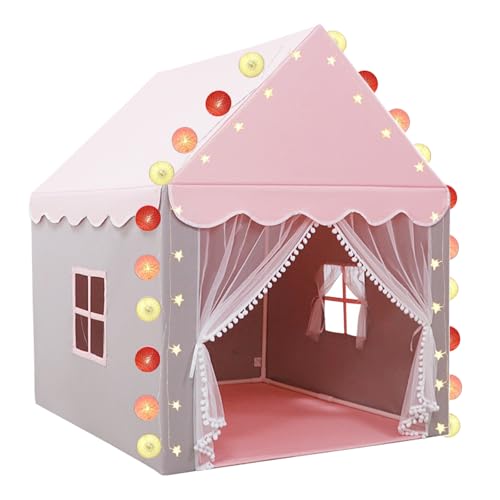 Kinderzelt Indoor mit Licht Kinderspielzelt Prinzessinnenzelt für Mädchen Kinderhüttenzelt Indoor für Jungen Mädchen【Ohne Kissen,100×120×130cm】 von ELEpure