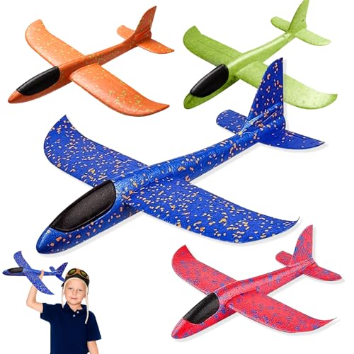ELF-GRETTER Styroporflieger Kinder, 4 Stück Flugzeug Spielzeug Kinder Styropor Flieger Groß, Flugzeug Styropor Wurfgleiter für Eltern-Kind Spiel im Freien von ELF-GRETTER