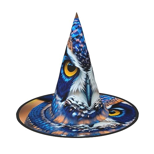 ELFcat Hexenhüte für Damen, Halloween-Hexenhüte für Dekoration, Zaubererhut, Maskerade, Cosplay-Kostüm, blaue Eule, 3 Stück von ELFcat