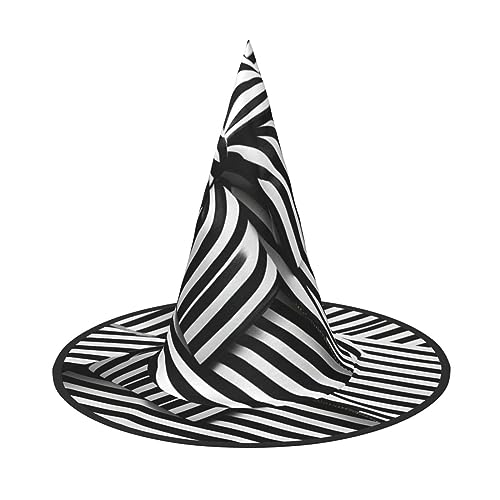 ELFcat Hexenhüte für Damen, Halloween-Hexenhüte für Dekoration, Zaubererhut, Maskerade, Cosplay-Kostüm, schwarz-weiße Streifen, 3 Stück von ELFcat