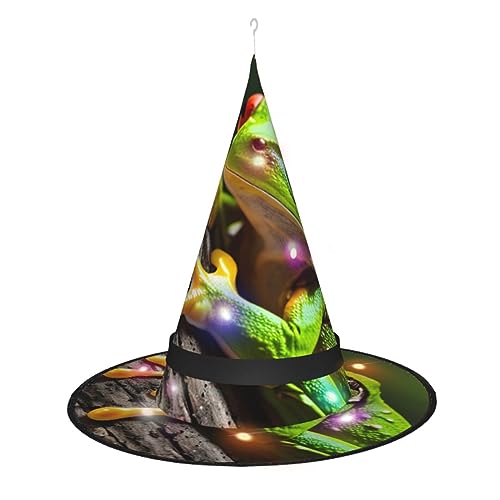 ELFcat Hexenhüte für Frauen, Halloween-Hexenhüte mit Licht für Dekoration, Zaubererhut, Baumfrosch, Baby, 3 Stück von ELFcat
