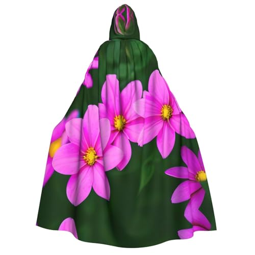 ELFcat Kapuzenumhang für Erwachsene, Unisex, volle Länge, Halloween, Karneval, Partyzubehör, Teufel-Hexen-Umhang, 147,3 cm, Schönheitsblumen von ELFcat