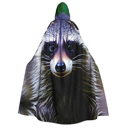 ELFcat Kapuzenumhang für Erwachsene, Unisex, volle Länge, Halloween, Karneval, Partyzubehör, Teufel-Hexen-Umhang, 147,3 cm, niedlicher Baby-Jaguar von ELFcat