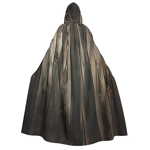 ELFcat Kapuzenumhang für Erwachsene, Unisex, volle Länge, Halloween, Karneval, Partyzubehör, Teufel-Hexenumhang, 147,3 cm, Planken, verwitterter alter Look von ELFcat