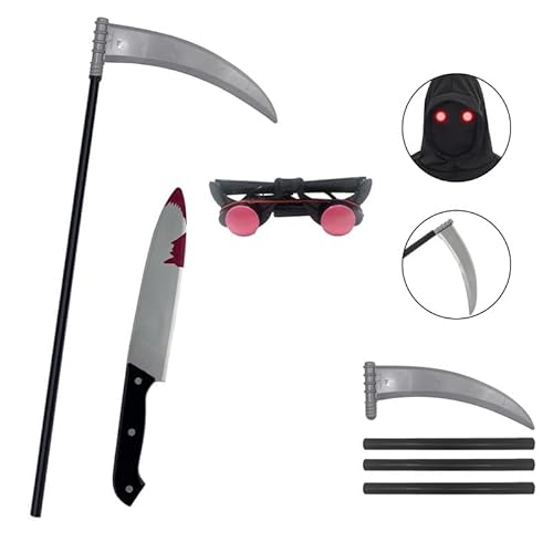 ELINA Sensenmann Geistergesicht Scream Waffe Accessoire mit Todessense Leuchtende Gläser Und Spielzeugmesser Grim Reaper Geistergesicht Scream Cosplay Halloween Karneval Requisiten ELINA Sensenmann Geistergesicht Scream Waffe Accessoire mit Todessense Leuchtende Gläser Und Spielzeugmesser Grim Reaper Geistergesicht Scream Cosplay Halloween Karneval Requisiten von ELINA