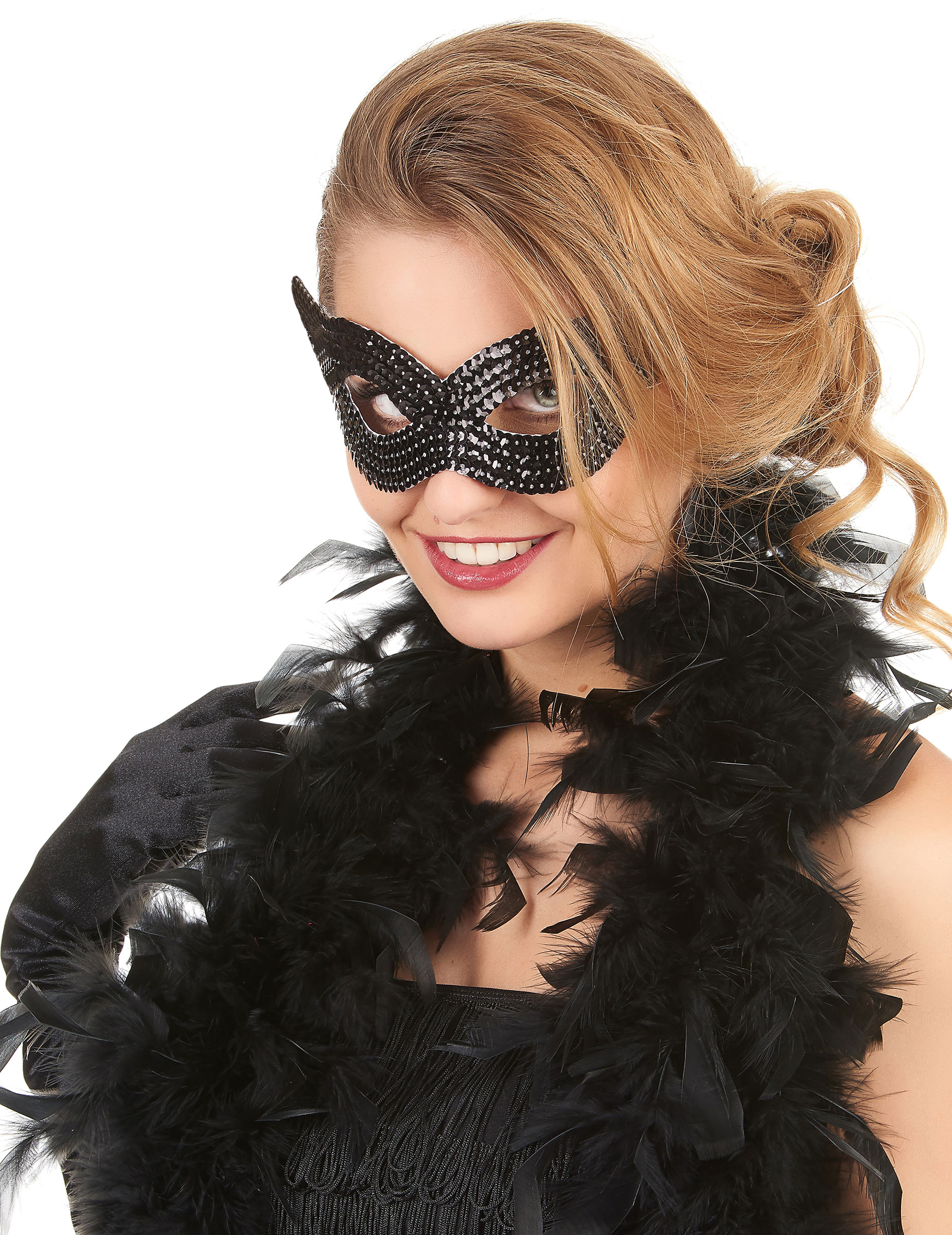 Augenmaske mit Pailletten schwarz Augenmaske mit Pailletten schwarz von KARNEVAL-MEGASTORE