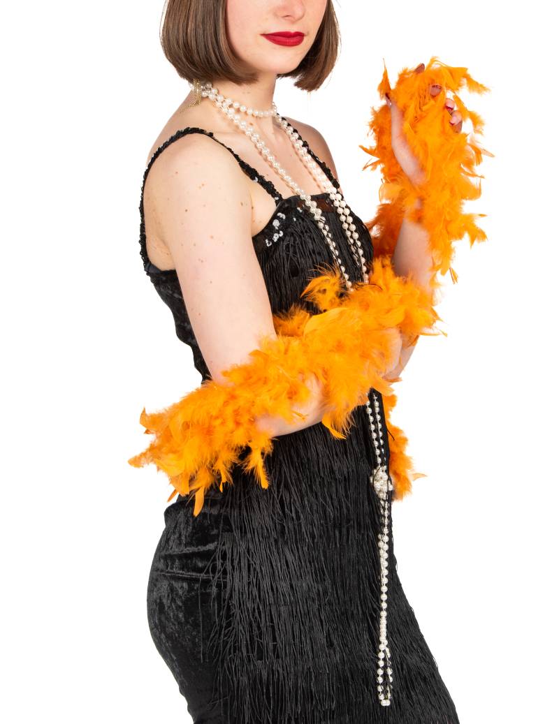 Federboa Kostüm-Accessoire orange 40g von KARNEVAL-MEGASTORE