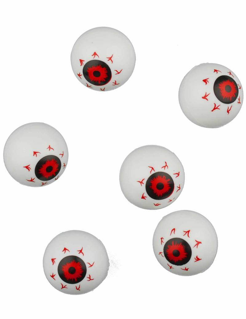 Horror-Augen Halloween-Dekokugeln 6 Stück weiss-schwarz-rot 3,5m von KARNEVAL-MEGASTORE