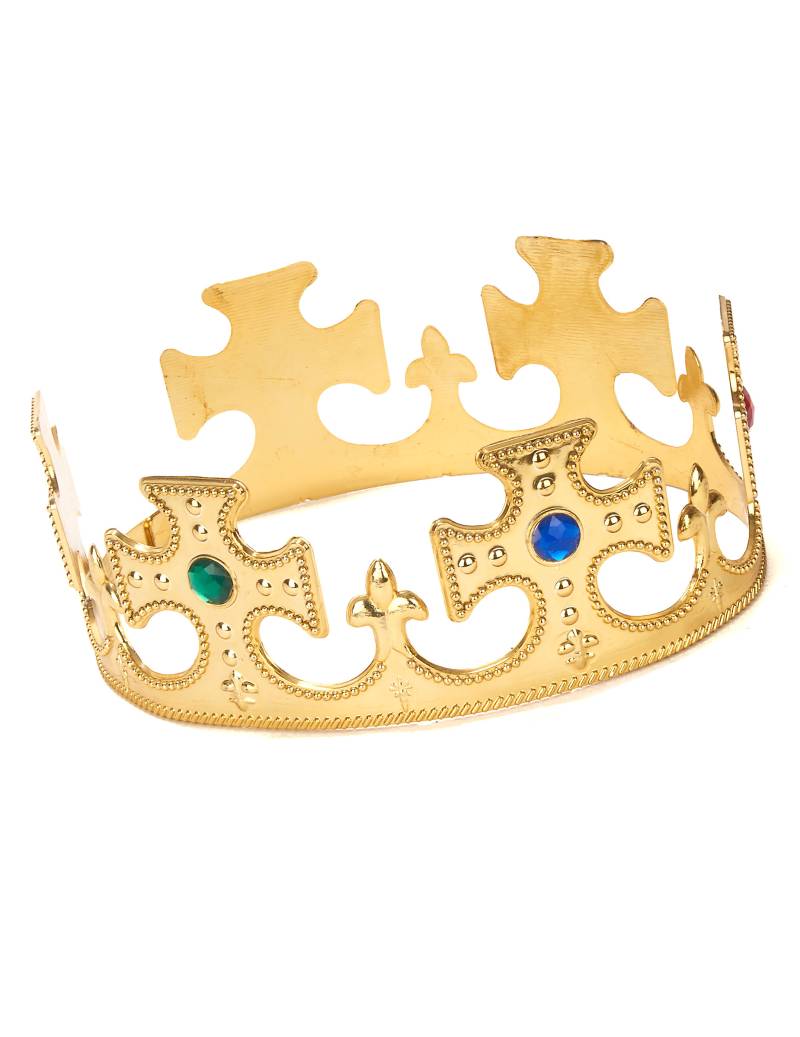 Königs-Krone mit Schmucksteinen gold von KARNEVAL-MEGASTORE