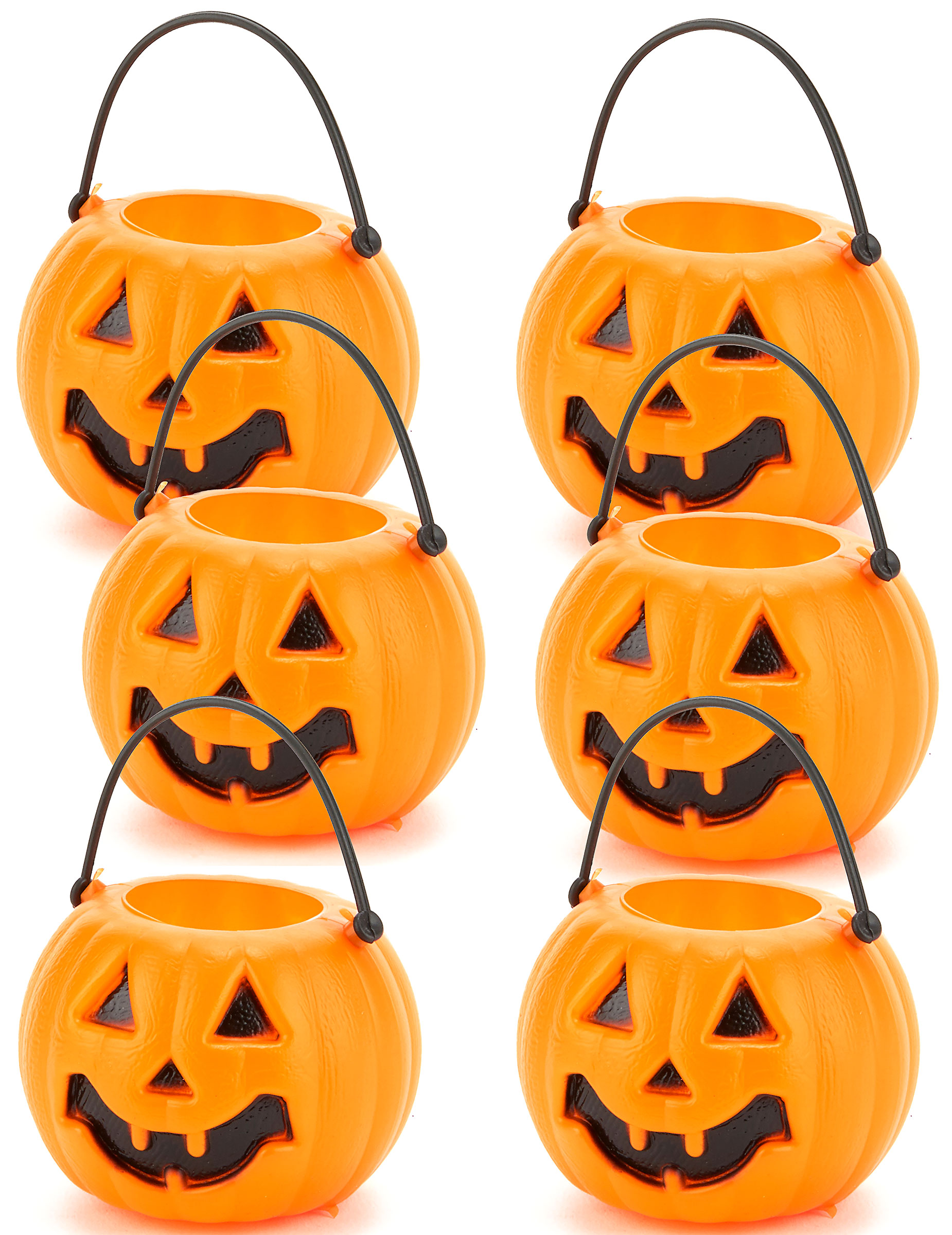Kürbis Eimer Halloween Accessoire 6 Stück schwarz-orange 6,5x5cm Kürbis Eimer Halloween Accessoire 6 Stück schwarz-orange 6,5x5cm von KARNEVAL-MEGASTORE