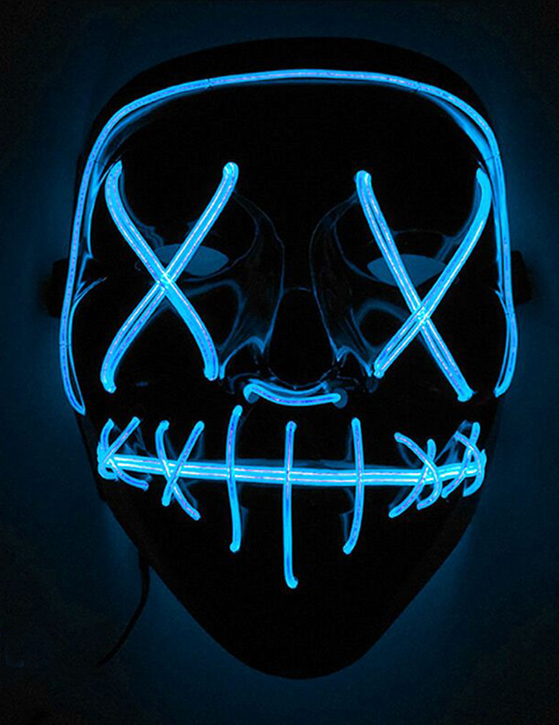 LED-Maske Halloween-Maske Mord-Nacht schwarz-blau von KARNEVAL-MEGASTORE