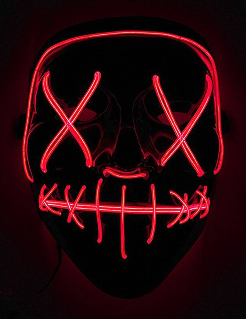 LED-Maske Halloween Mord-Nacht schwarz-rot von KARNEVAL-MEGASTORE