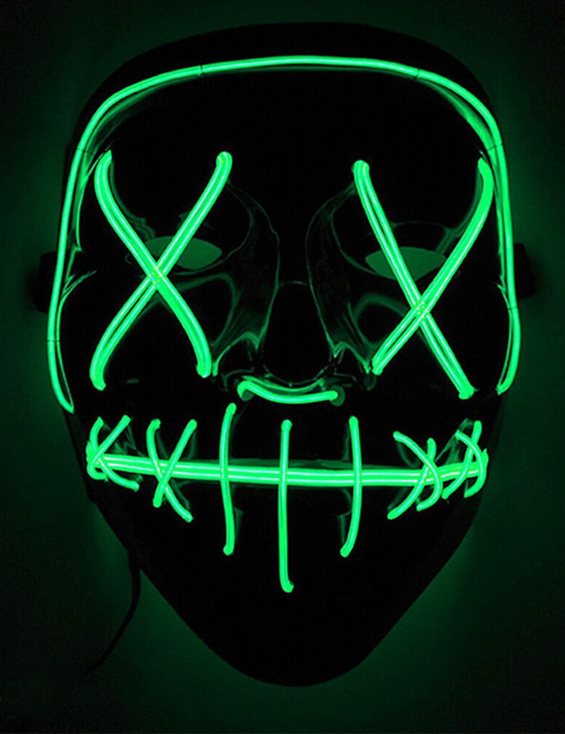 LED-Maske Mord-Nacht Halloween-Maske schwarz-grün von KARNEVAL-MEGASTORE
