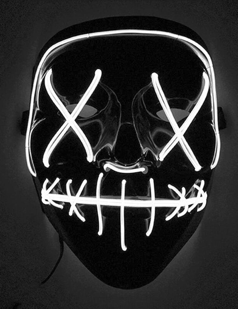 LED-Maske Mord-Nacht Halloween-Maske schwarz-weiss von KARNEVAL-MEGASTORE