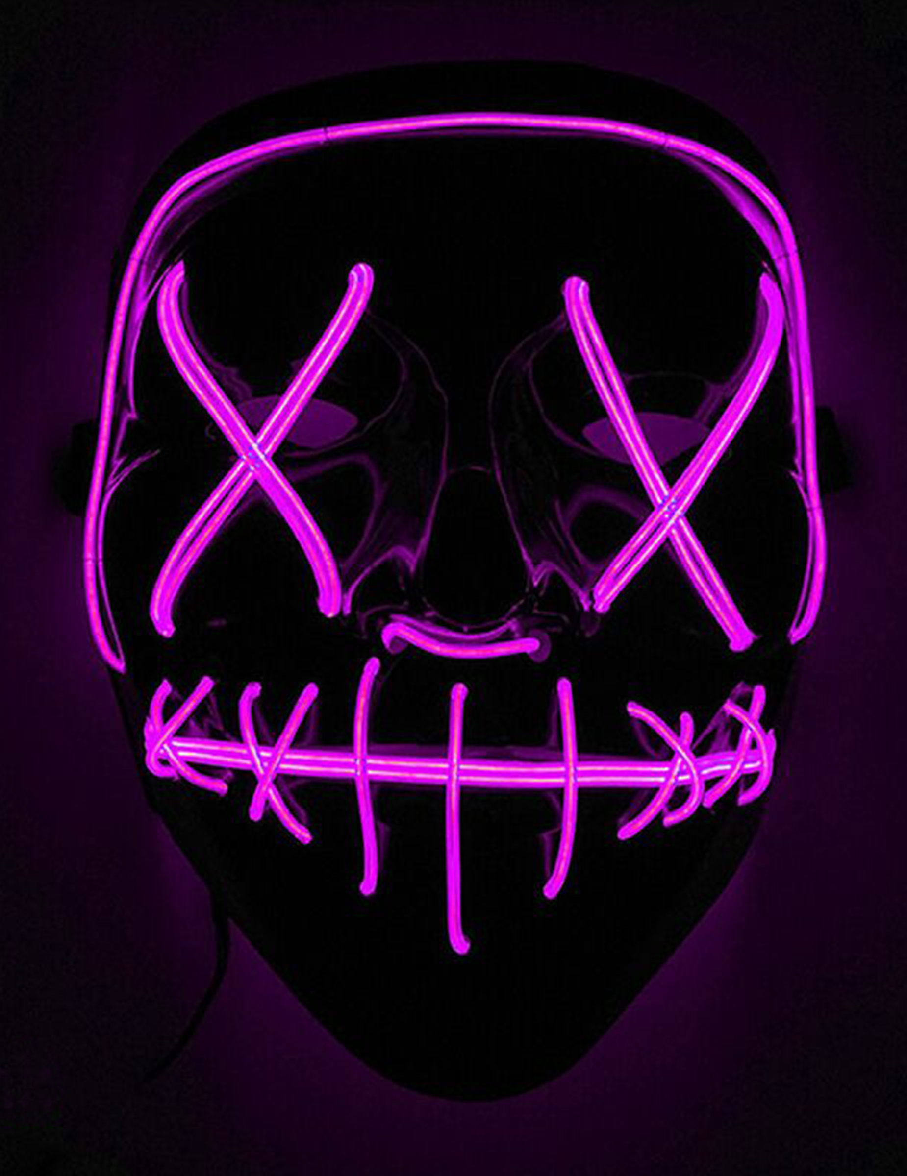 Leuchtende Maske Halloween-Maske LED schwarz-lila von KARNEVAL-MEGASTORE