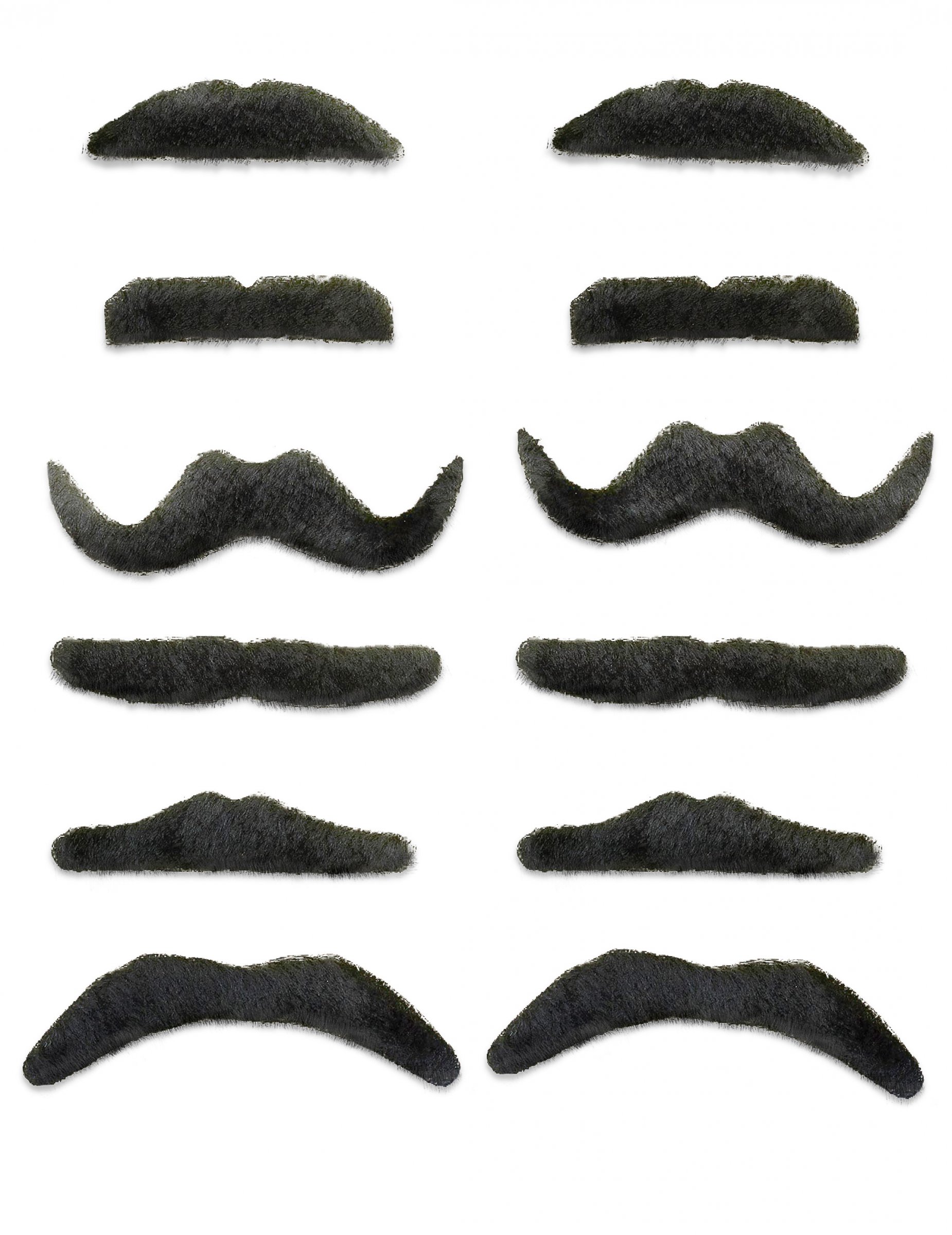 Lustiges Schnurrbart-Set 12 Stück schwarz von KARNEVAL-MEGASTORE