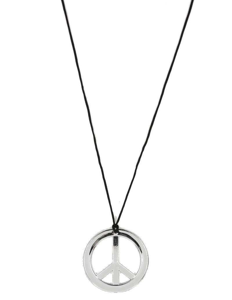 Peace Kette Hippiekette grau-metallic von KARNEVAL-MEGASTORE