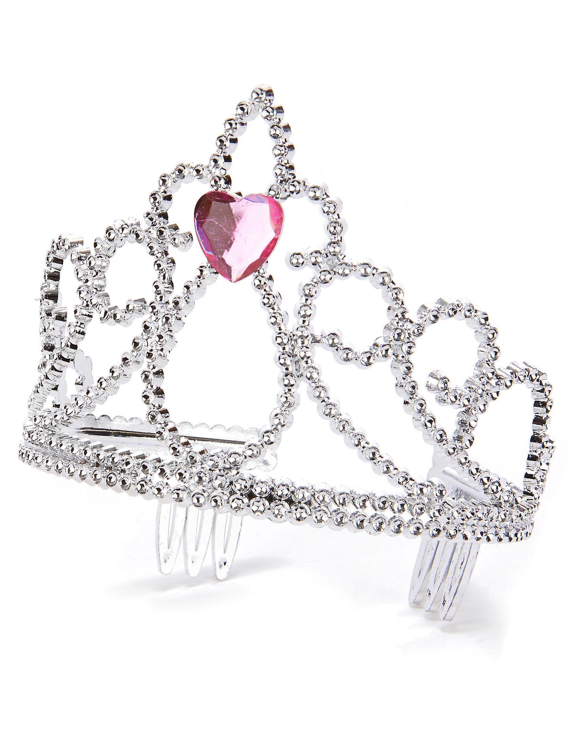 Prinzessinnen Herz-Diadem silber-rosa Prinzessinnen Herz-Diadem silber-rosa von KARNEVAL-MEGASTORE