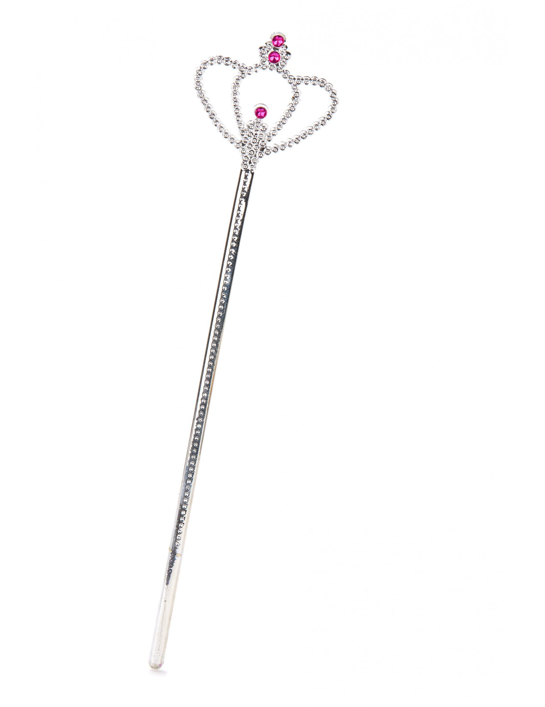 Prinzessinnen Zauberstab mit Glitzersteinchen silber-pink von KARNEVAL-MEGASTORE