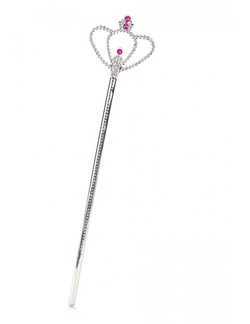 Prinzessinnen Zauberstab mit Glitzersteinchen silber-pink von KARNEVAL-MEGASTORE
