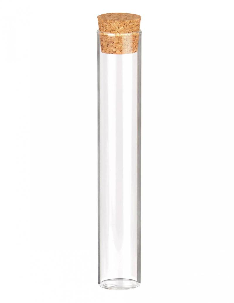 Reagenzglas mit Korken Deko-Glas mit Krokdeckel transparent-braun 15x2,5cm von KARNEVAL-MEGASTORE