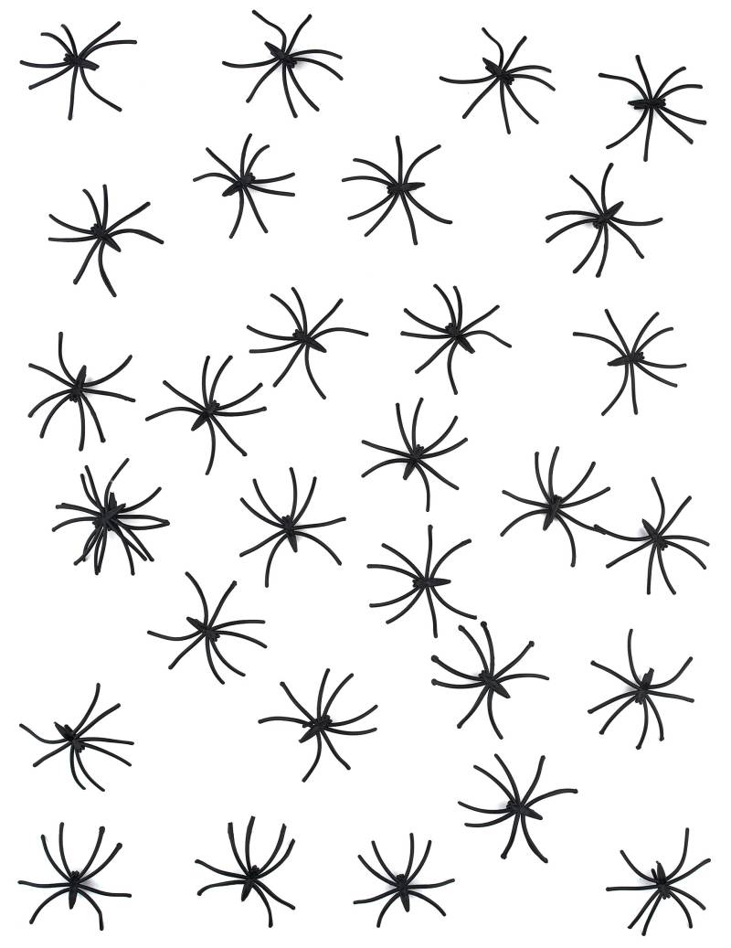 Spinnen Halloween-Deko 24 Stück schwarz 5x5cm von KARNEVAL-MEGASTORE