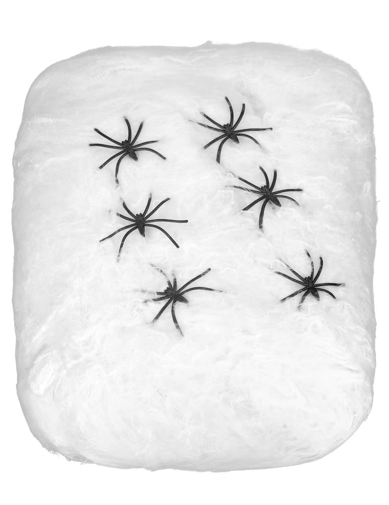 Spinnennetz mit Spinnen Halloween-Deko weiss 100 g 35qm von KARNEVAL-MEGASTORE