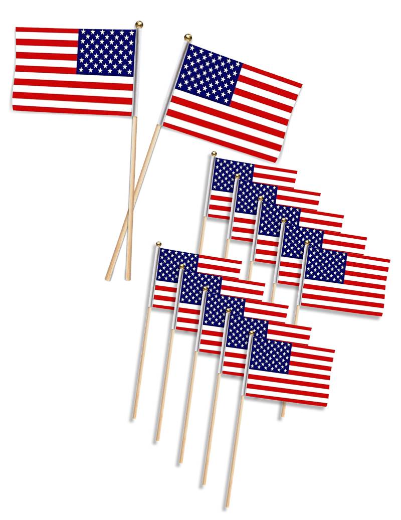 USA Flaggen Party-Picker 12 Stück blau-weiss-rot 11 x 7,5cm von KARNEVAL-MEGASTORE