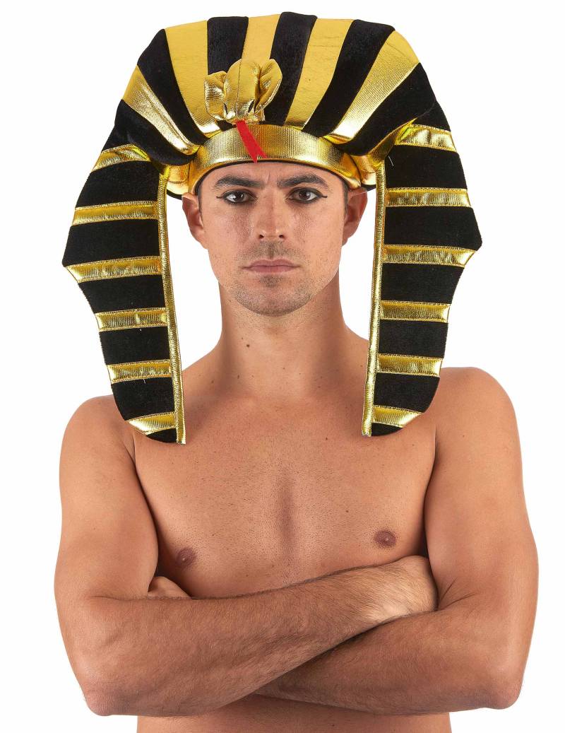 ägypter Pharao Antike Kopfbedeckung schwarz-gold von KARNEVAL-MEGASTORE