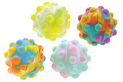 4er Set Pop it Ball Ø7cm, Antistressball Spielzeug für Kinder und Erwachsenen, Fidget Game, Pop-Up Ball, Squeeze Ball, Quetschball, Fidget Ball, von ELLUG