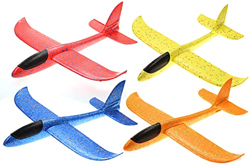 ELLUG 4X großes XXL Segelflugzeug Segelflieger aus Styropor 49 * 48 * 12,5cm Flugzeug Flieger Outdoor-Sport Wurf-Spielzeug (Mitgebsel 4er Set) von ELLUG