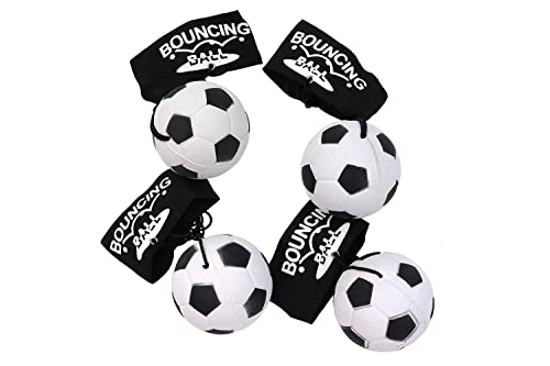 ELLUG 4er Set Fußball Springball/Returnball/Flummi, Armband & Schnur, Safety Clip, Ø6,3cm von ELLUG
