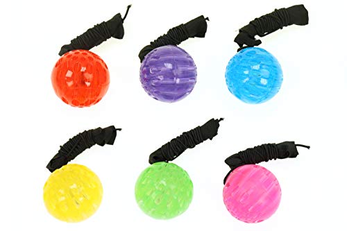 ELLUG 6er Set Springball/Returnball/Flummi Neon Armband&Schnur Ø5,5cm blinkt und leuchtet von ELLUG