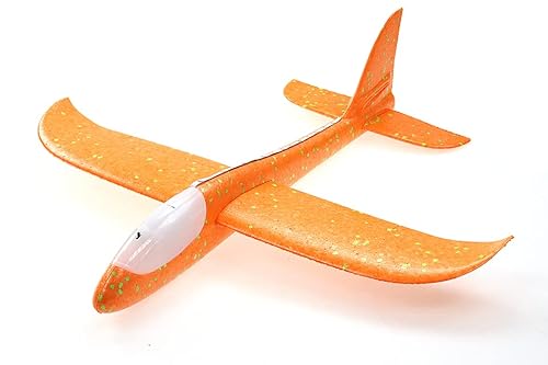 ELLUG großes XXL Segelflugzeug Segelflieger aus Styropor mit LED Beleuchtung 49 * 48 * 12,5cm Flugzeug Flieger Outdoor-Sport Wurf-Spielzeug (Orange) von ELLUG