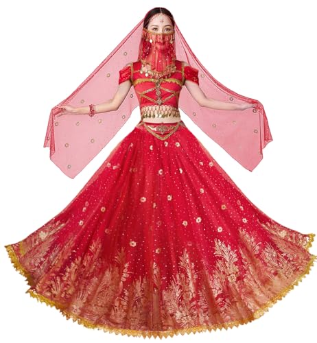 ELLYDOOR Prinzessin Jasmin Kostüme für Frauen Erwachsene Aladdin Dress UP Halloween Cosplay Bauchtanz Outfit Tag S, Weinrot ELLYDOOR Prinzessin Jasmin Kostüme für Frauen Erwachsene Aladdin Dress UP Halloween Cosplay Bauchtanz Outfit Tag S, Weinrot von ELLYDOOR