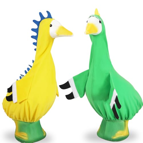 2 Packungen Veranda-Gans-Outfits, Dinosaurier-Gans-Kleidung für 58,4 cm Rasengans-Statuen, Geburtstagsparty, Outdoor, Rasen, Garten, Hof, Terrasse, Statue Dekor von ELOOGOOKIN