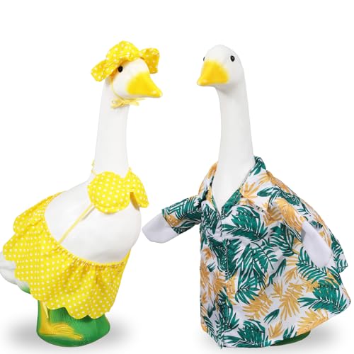Veranda-Gans-Outfits, 2 Packungen Sommer-Hawaii-Gänse Kleidung mit Hemd, Bikini-Hut für 58,4 cm Zement-Gans-Statuen, Kostüm, Outdoor, Terrasse, Garten, Kunstdekoration Veranda-Gans-Outfits, 2 Packungen Sommer-Hawaii-Gänse Kleidung mit Hemd, Bikini-Hut für 58,4 cm Zement-Gans-Statuen, Kostüm, Outdoor, Terrasse, Garten, Kunstdekoration von ELOOGOOKIN