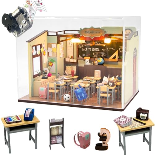 DIY 3D-Holzpuppenhaus-Set, Puppenhaus-Miniatur mit Möbeln, Maßstab 1:24, kreative Raumidee, bestes Geschenk (mit Staubschutz) von ELPHNUTSEY