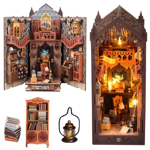 DIY Book Nook Kit, DIY Dollhouse Booknook Booknook Bookshelf Insert Decor,3D Wooden Puzzle with Book Nook Bookshelf Insert Wood Bookend Model Building von ELPHNUTSEY