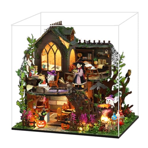 DIY Miniatur Puppenhaus Kit Spielzeug Magische Verzauberte Hütte Gebäude Modell mit Staubschutz und Musik 3D Holz Puzzle Home Decoration (mit Staubschutz) von ELPHNUTSEY