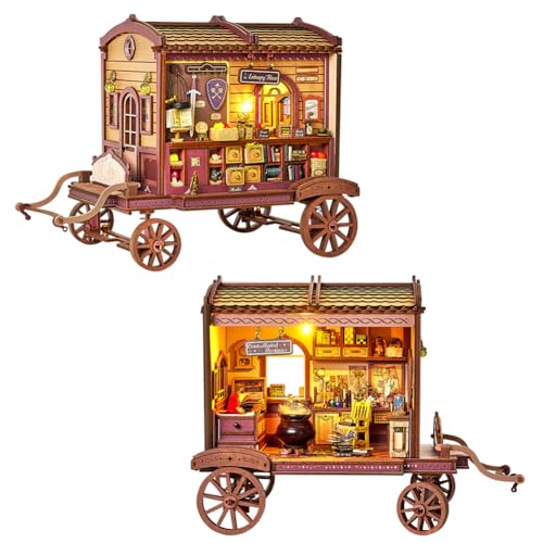 DIY-Puppenhaus, Miniatur-Bausatz für Puppenhaus mit LED-Beleuchtung – 3D-Rätsel und Regaldekoration, kreatives Wohnaccessoire, EIN gehendes magisches Häuschen von ELPHNUTSEY