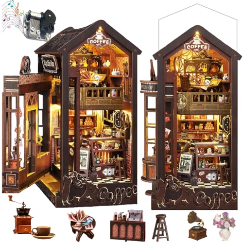DIY Puppenhaus Buchnische Dekor,DIY Buchnischen-Einsatz Set,3D Holzpuzzle-Buchnische mit LED-Beleuchtung,Holz-Bucheinsatz Modellbau für Buchstützen DIY Puppenhaus Buchnische Dekor,DIY Buchnischen-Einsatz Set,3D Holzpuzzle-Buchnische mit LED-Beleuchtung,Holz-Bucheinsatz Modellbau für Buchstützen von ELPHNUTSEY