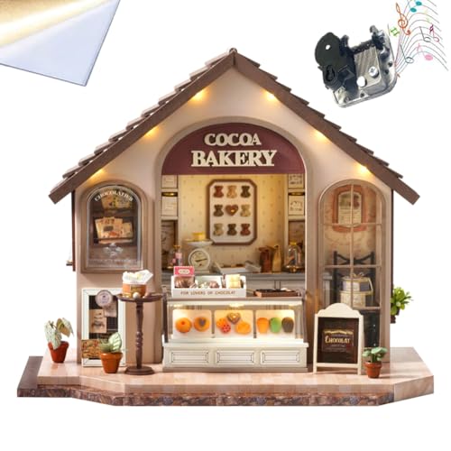 Kleines Haus Set zum Selbermachen, kreatives Zubehör für Puppenhaus, 3D-Holzpuzzle, grünes Pflanzenstudio, Mini mit LED-Leuchten und Möbeln Kleines Haus Set zum Selbermachen, kreatives Zubehör für Puppenhaus, 3D-Holzpuzzle, grünes Pflanzenstudio, Mini mit LED-Leuchten und Möbeln von ELPHNUTSEY
